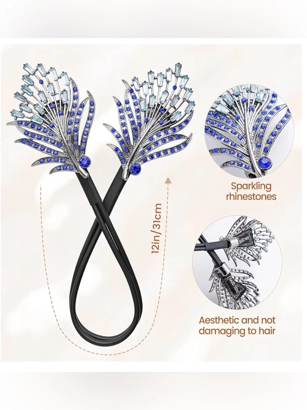 Anthropologie Blue and Light-Blue Wing Crystal Hair Clip